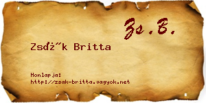 Zsák Britta névjegykártya